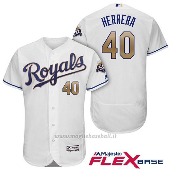 Maglia Baseball Uomo Kansas City Royals Kelvin Herrera Bianco 50th Season Alterner Flex Base